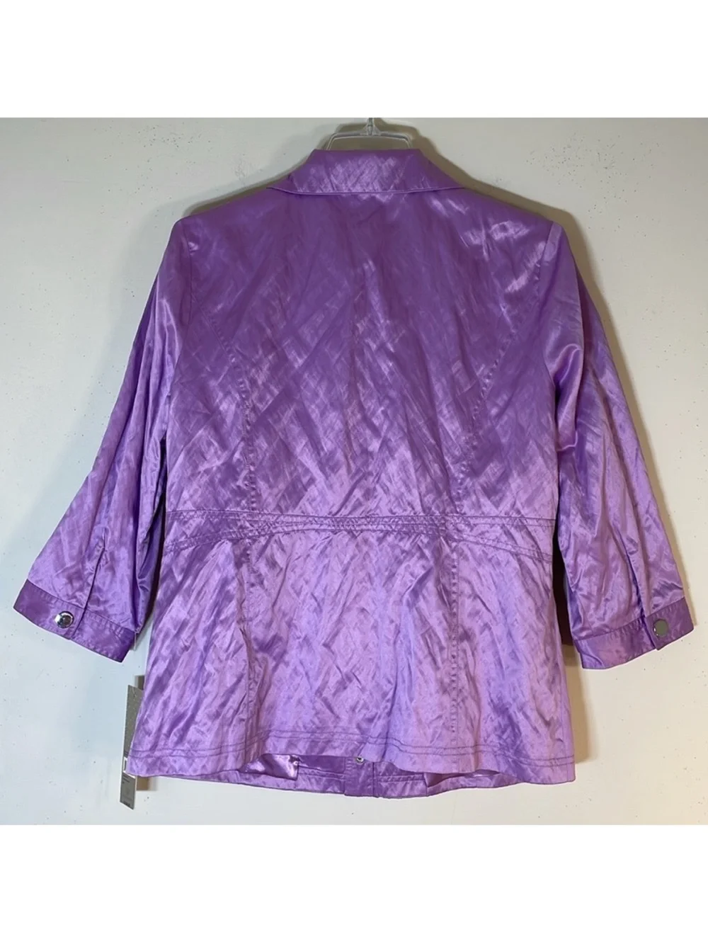 LAURA ASHLEY Palm Beach Satin Jacket in African Violet. M. NWT. $128! - Picture 9 of 12